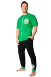 Celtic FC Mens Pyjamas Set Nightwear T-Shirt Long Bottoms PJs Lounge Set S-3XL Men Teenagers Celtic Gifts for Men (Green/Black, XL)