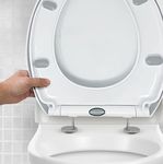 CUQOO Oval Toilet Seat Soft Close - Quick Release Toilet Seat - O Shape Soft Close Toilet Seat White - Slow Close Toilet Seat with Adjustable Hinges - Heavy Duty Toilet Seats