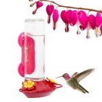 Perky Pet 455-2 Window Mounted 14 oz Glass Hummingbird Feeder, Red