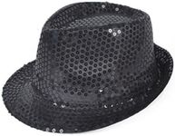 Buckletown Sequined Fedora Hat (bla