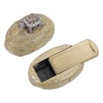 sourcing map Fake Rock Hidden Key Box, Hide a Spare Key Waterproof Turtle Key Hider, Key Storage Lock Box Stone for Outside Garden Decoration, Khaki