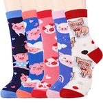 Jeasona 5 Pairs Pig Socks Women 4-7 Cotton Pig Gifts for Women Pig Gifts for Pig Lovers Women Pig Gifts for Girls Pig Gifts for Adults Pig Gift Pig Gift Ideas