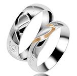 Uloveido Female Real Love Wedding Bands Sets Marching Heart Rings Stainless Steel Comfort Fit Matching Promise Rings for Couples (Size S)