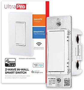 UltraPro 700 Series Z-Wave In-Wall Smart Light Switch with QuickFit™ and SimpleWire™, White Paddle, Works with Google Assistant, Alexa, & SmartThings, Z-Wave Hub Required, Smart Home, 59347