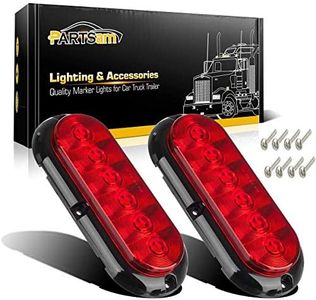 Partsam 2PCS Trailer Truck Boat Bus Red LED 6" Inch Oval Stop Turn Tail Brake Light DOT Certified Marker Lights Sealed Surface Mount 12V Waterproof IP65 Replacement for Trailer RV Trucks