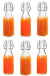 Leeonz 250ML Glass Bottle,Classic Swing Top Glass Bottles with Lids,Clear Glass Beer Bottles for Beverages, Oil, Vinegar, Beer, Water, Soda, Kefir and Second Fermentation (250ML Mix Pattern-6)