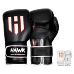 Hawk Boxing Gloves for Men & Women Training Pro Punching Heavy Bag Mitts UFC MMA Muay Thai Sparring Kickboxing Gloves, 1 Year Warranty!!!! (Black, 8 oz)