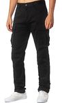 ITALY MORN Mens Black Cargo Pants for Work Athletic Fit Chinos Big Pockets(36, Black)