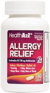 HealthA2Z® Allergy Relief | Fexofenadine Hydrochloride 180mg | 180 Caplets | Antihistamine | Non-Drowsy | 24-Hour Antihistamine for Allergy Relief | Indoor/Outdoor Relief