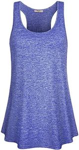 Miusey Workout Tank Tops for Women,Sleeveless Shirt Round Neck 2022 Fashion Exercise Shirts Wife Gym Shirts Loose Fit Cami Tank Tops Blue L