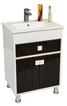 Dazzle Kitchen Modular BWR Plywood Vanity Washbasin Cabinet (White Brown White)