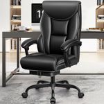 HeroSet Office Chair Executive, Big and Tall Ergonomic Office Desk Chair Comfy, PU Leather Home Office Chairs, HighBack Reclining Computer Desk Chair with Footrest for Home Office Gaming (Matte Black)