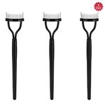 Fulaicai 3PCS Eyelash Combs, 5.51 Inch Eyelash Comb Curlers Makeup Eyelash Comb Separator Black Arc Designed Eyelash Definer Comb Mascara Applicator for Eyelash Grooming