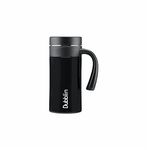 DUBBLIN Fresco Stainless Steel Tea Coffee Mug Double Wall Vacuum Insulated Travel Mug with Handle Leak Proof Lid, Wide Mouth Tumbler Thermos Flask Keeps Hot 6 Hours, Cold 12 Hours 300ML Black