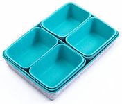 Ruimou Desk Drawer Organizer, felt Drawer Organizers Foldable Drawer Dividers Separators Storage Container for Makeup, Jewelries, Utensils in Bedroom Dresser, Office and Kitchen(7pcs/Set) (Blue+Grey)