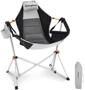 KingCamp Hammock Camping Chair Swinging Rocking Chair for Adults Lawn Beach Camp Outside Portable Folding Chair Hold Up to 300lbs with Adjustable Back Support Carrying Bag Cup Holder (Grey/Black)