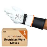 Ansell ActivArmr 96-002, Electrician Work Gloves, Electrical Protection Class 00 & 0 (500V-1000V), Insulating Leather Gloves for Professionals, Size M (1 Pair)