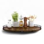 Farmhouse Oak 18" Lazy Susan Turntable Organizer for Cabinet, Round Wooden Lazy Susan Organization and Storage for Dining Table, Pantry, Kitchen, Countertop, Cupboard,Home Decor, Walnut Wood (18")