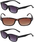 3 Pair of Classic Intellect Full Reading Sunglasses - Outdoor Reading Sunglasses NOT Bifocals - Soft Pouches Included (Black/Tortoise 2.5 x)