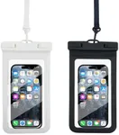 HITWAY Waterproof Phone Pouch Floating, Waterproof Phone Case, Transparent PVC, 2 Pack, Phone Protector for iPhone 15 14 13 12 11 Pro Max Plus XS XR X 8 Galaxy S23 S22 S21 S20 (Black & White)