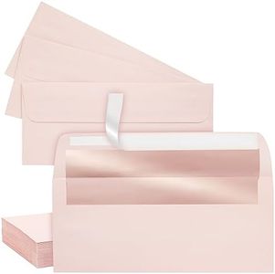 Best Paper Greetings 50-Pack #10 Blush Pink Envelopes with Metallic Rose Gold Foil Lining for Party Invitations, Mailing Business Letters, Invoices, Baby Showers, Weddings (4 1/8 x 9 1/2 in)