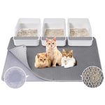 Fostanfly Cat Litter Mat Size 114 × 68 cm, Machine Washable XL Large Honeycomb Double Layer Cat Litter Trapping Mat, Easy to Clean, Waterproof Urine Proof Anti-slip for Floor-Grey