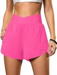 Blooming Jelly Women's Workout Shorts Athletic Running Shorts Casual Summer Quick Dry Stretchy Active Shorts with Zipper Pockets 2.5" (Hot Pink,Large)