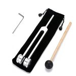 128Hz Tuning Fork, with Storage Bag and Silicone Hammer, Frequency Healing Device, Suitable for Meditationand Sound Therapy (Silver)