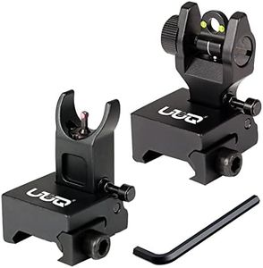 UUQ Fiber Optic Iron Sights,Flip Up Front and Rear Sites with Red&Green Dot,BUIS Backup Sight Set for Airsoft Gun, Tool-Free Adjustable Front Sight Rapid Transition,Fits Picatinny or Weaver Rails
