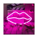 ENUOLI Neon Light Pink Lip Neon Lights Neon LED Lips Lights Pink Neon Signs Battery/USB Operated Lips Neon Signs Neon Lights Pink for Wall Pink Neon Light Light up Your Bedroom Party Wedding Bar