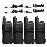 Retevis RT622 Walkie Talkie, Mini Walkie Talkies for Adults Long Range, VOX, PMR446 Walkie-Talkies Rechargeable, Professional 2 Way Radio for Retail, Restaurants, (Black, 4 Pack)