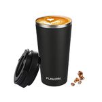 Funkrin Insulated Coffee Mug with Ceramic Coating, 16oz Vacuum Stainless Steel Tea Tumbler with Lid and Handle, Double Wall Leak-Proof Thermos Mug for Travel Office School Party Camping