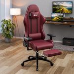 Green Soul Ghost Ergonomic Gaming Chair, Multifunctional Computer Chair with Premium PU Leather Upholstery, 4D Armrest, Integrated Footrest, Sturdy Metal Base& 180° Back Recline Color (WineRed)