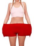 Love My Fashions ® Women's Boyshort Microfibre High Waist Boxers Seamless Stretchy Full Coverage Underwear for Ladies Red