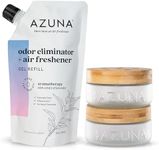 Azuna Air Freshener & Odor Eliminator Gel 2 Room Kit, Includes (2) 8 oz. Unfilled Luxe Glass Jars & 12 oz. Refill with Lavender & Tea Tree Essential Oil, Aromatherapy, Works 24/7 for 60-90 Days