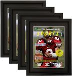 Goldfinch 4 Packs Sports Magazine Frame Displays Magazines Measuring 8.5 x 11.25 or 8.25 x 11 inches with Double Black Core Matting with Installed Hangers