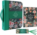 Faithful Hers Bible Cover Case for Women 3pcs Bible Bag Set with Notebook and Bookmark Woman PU Leather Book Carrying Case for Lady Bible Case Christian Gifts for Christmas Thanksgiving Day