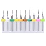 10Pcs PCB Drill Bits, 1/8" Shank Carbide Micro End Mill Engraving Bits Cutter 0.5/0.6/0.7/0.8/0.9/1.0/1.1/1.2/1.3/1.4mm for Milling Holes