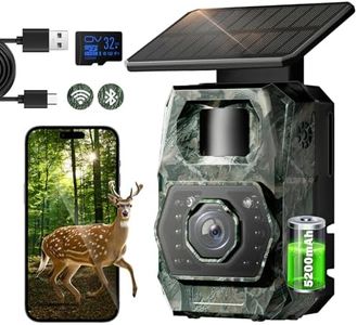 MAXDONE Solar Trail Camera 48MP 30FPS, WiFi Bluetooth Game Camera with Night Vision Motion Activated 0.1s Trigger, Built-in 5200mAh Rechargeable Battery, IP66 Waterproof Trail Cam with 32GB SD Card