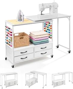 Sewing Table with Storage, Folding Sewing Machine Table -84 Pegs, 4 Drawers