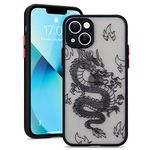 Urarssa Compatible with iPhone 13 Case Fashion Cool Dragon Animal 3D Pattern Design Frosted PC Back Soft TPU Bumper Shockproof Protective Case Cover for iPhone 13, Black