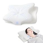 RUMMY Cervical Memory Foam Ergonomic Neck Pillow Removable Washable pillowcase, for Orthopedic Sleeping Neck Pain and Stomach Sleepers(Ivory white,62x35x13cm)