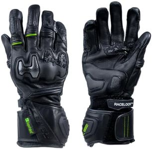 Raida Drift Evo Motorcycle Gloves | Full Leather | Carbon Fibre Knuckle | Superfabric Protection | Dual Velcro RaceFitLock |Track Inspired Riding Gloves (Hiviz, XL)