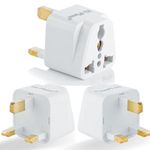 Hi-PLASST UK Plug Type G Adapter (Pack of 3) India to UAE, Dubai, Singapore Universal Travel Adapter, UK Adapter for Indian Pins, Converter Socket Perfect for Phone,Laptop, Camera (UK Plug-3pcs)