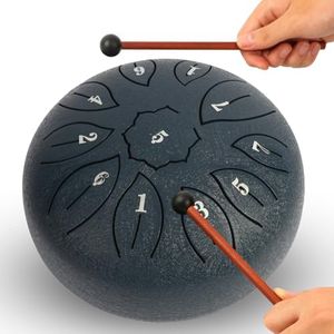 Steel Tongue Drum 6 Inch 11 Notes, C Major Tongue Drum Rain Chime Outside, Chakra Drum for Rain, Rain Drum with mallets for Musical Education Entertainment Zen Meditation Yoga Gifts (navy blue)
