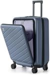 AnyZip Carry On Luggage 20Inch with Front Zipper Pocket Compartment Lightweight ABS+PC Suitcase with Spinner Wheels TSA Lock Navy Blue