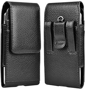 Takfox Phone Holster for Samsung Galaxy S24 Ultra S23 Plus S22 S21 FE S10 A04s A03s A15 A14 A13 A12 A42 A32 A54 A23 5G,Note 20/10 J7 Leather Cell Phone Pouch Belt Holder Carrying Case,Black