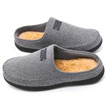 Zigzagger Men's Western Style Warm Memory Foam Indoor Outdoor House Slippers, Grey, 6/7 UK