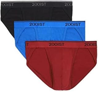 2(X)IST Men's Cotton Stretch Sport Brief 3-Pack, Scotts Red/Skydiver/Black, Medium