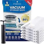 Viridescent – Space Saver Vacuum Storage Bags with Hand Pump – 5 Pack: 2 Large 3 Jumbo – Premium Travel Vacuum Pack Bags for Suitcase, Clothes, Duvets, Pillows, Quilts, Bedding – Heavy Duty – AirTight